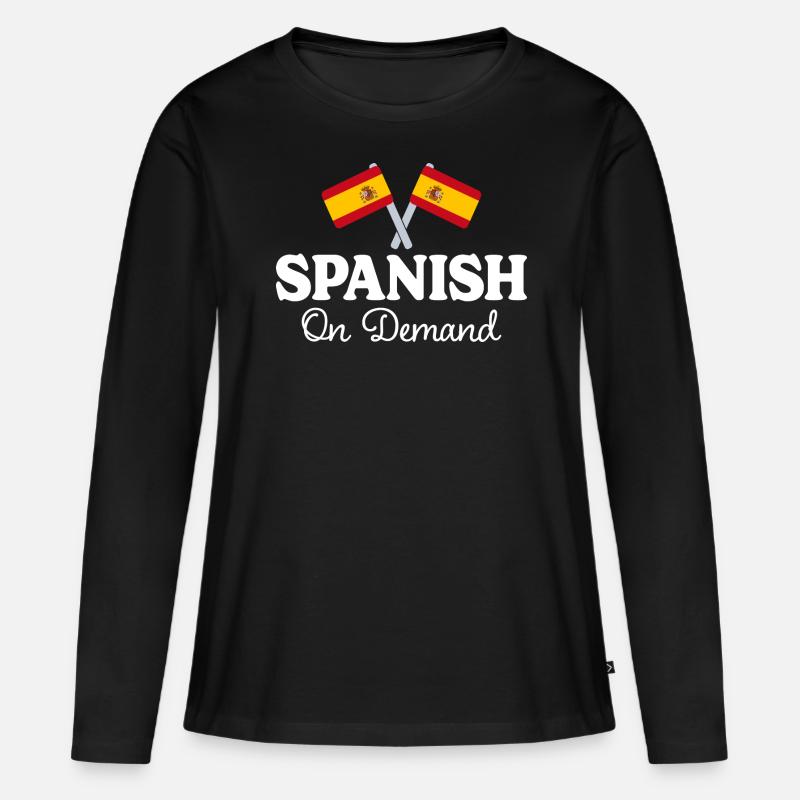 Spanisch auf Anfrage Spanisch Dolmetscher - Frauen Premium Bio Langarmshirt - Schwarz