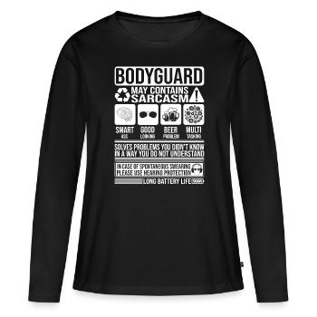 Garde du corps Sarcasme drôle Cadeau Garde du corps - T-shirt manches longues Premium bio Femme - noir - Devant - Julia (174cm)