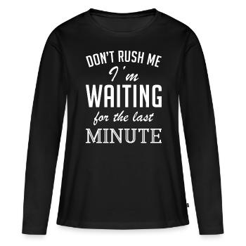 En attendant le dernier moment - T-shirt manches longues Premium bio Femme - noir - Devant - Julia (174cm)