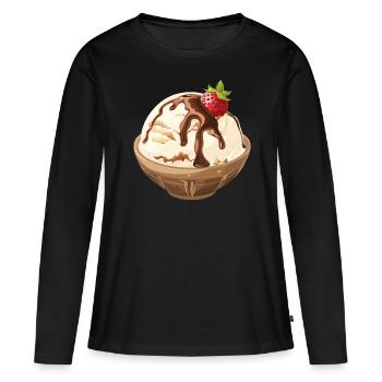 Crème glacée à la vanille avec délice de sauce au chocolat - T-shirt manches longues Premium bio Femme - noir - Devant - Julia (174cm)