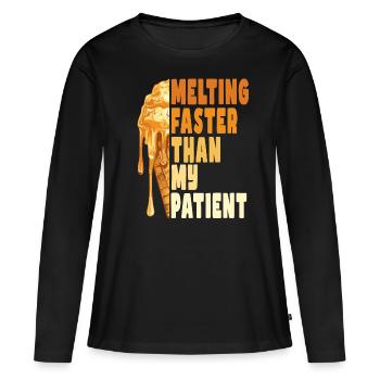 Fondre plus vite que ma patience - T-shirt manches longues Premium bio Femme - noir - Devant - Julia (174cm)