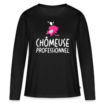 Femme Chômeuse Professionnelle - T-shirt manches longues Premium bio Femme - noir - Devant - Julia (174cm)