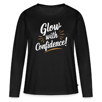Glow with Confidence Motivation - Women's Premium Organic Long Sleeve Shirt - black - Front - Julia (174cm)