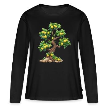 Citronnier, Idylle Naturelle, Rafraîchissement - T-shirt manches longues Premium bio Femme - noir - Devant - Julia (174cm)