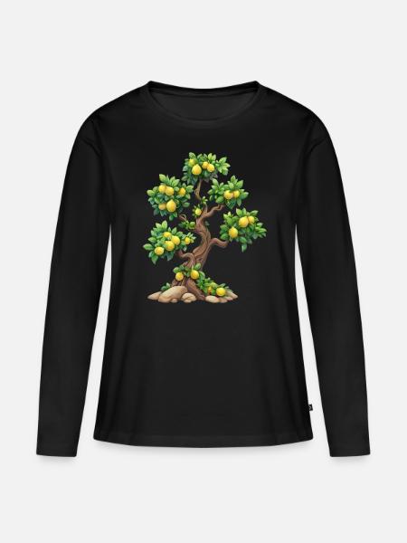 Zitronenbaum Naturidylle Erfrischung - Frauen Premium Bio Langarmshirt - Schwarz