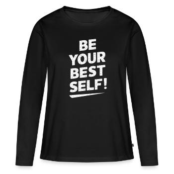 Soyez votre meilleure version Motivation - T-shirt manches longues Premium bio Femme - noir - Devant - Julia (174cm)