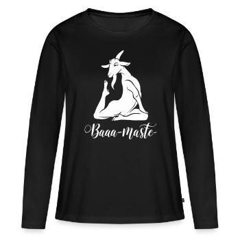 Baaa-Maste Yoga Chèvre Relaxation - T-shirt manches longues Premium bio Femme - noir - Devant - Julia (174cm)