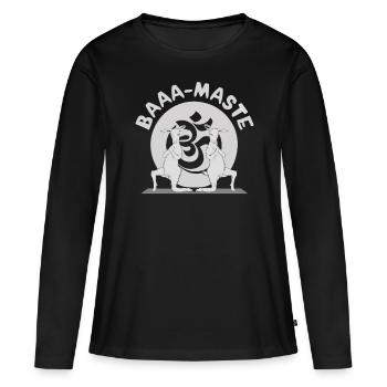 Baaa-Maste Chèvres Yoga Relaxation - T-shirt manches longues Premium bio Femme - noir - Devant - Julia (174cm)