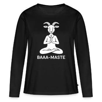 Baaa-Maste Chèvres Yoga Relaxation - T-shirt manches longues Premium bio Femme - noir - Devant - Julia (174cm)