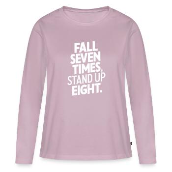 Fall Seven Times Stand Up Eight Motivation - Women's Premium Organic Long Sleeve Shirt - dusky pink - Front - Julia (174cm)