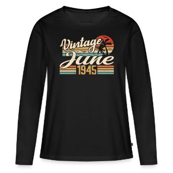 June 1945 Anniversary 1945 Retro 1945 June 1945 - Women's Premium Organic Long Sleeve Shirt - black - Front - Julia (174cm)