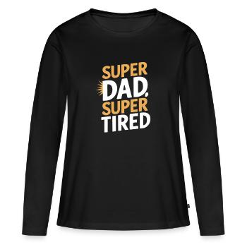 Super papa super fatigué sujet unique - T-shirt manches longues Premium bio Femme - noir - Devant - Julia (174cm)