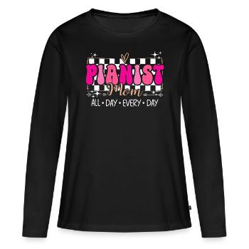 Pianist Musician Mom Pianist - Women's Premium Organic Long Sleeve Shirt - black - Front - Julia (174cm)