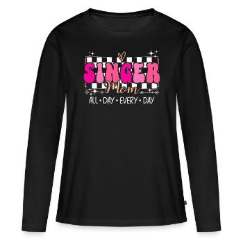 Singender Musiker Mama Sänger - Frauen Premium Bio Langarmshirt - Schwarz - Vorne - Julia (174cm)