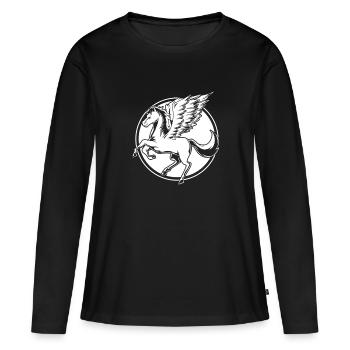 Pégase - T-shirt manches longues Premium bio Femme - noir - Devant - Julia (174cm)