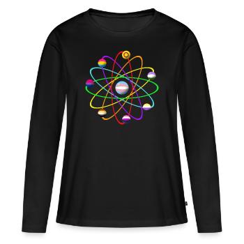Atome LGTBIQ+ - T-shirt manches longues Premium bio Femme - noir - Devant - Julia (174cm)