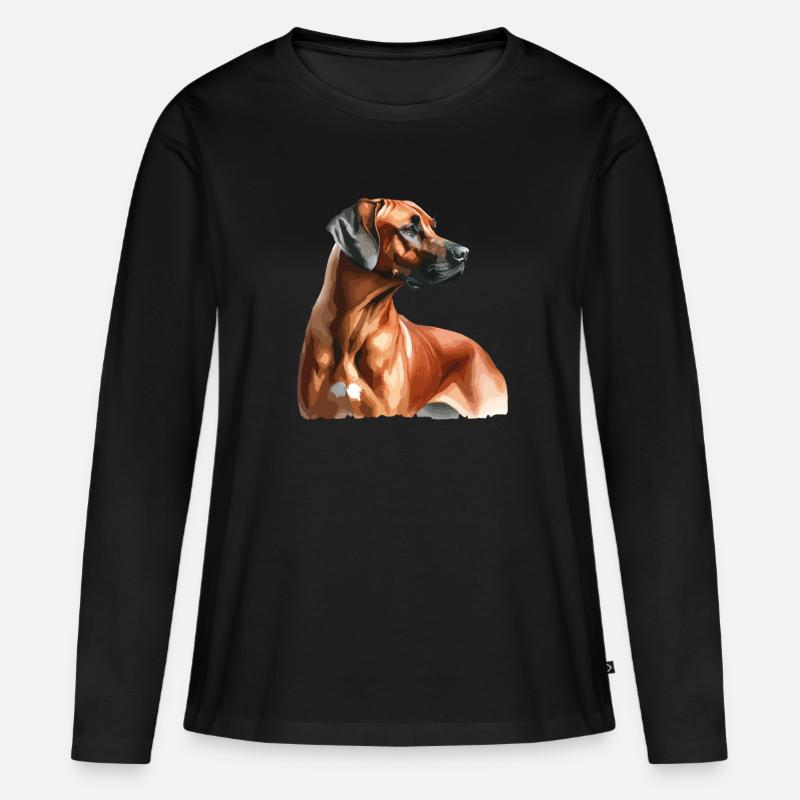 Watercolor Rhodesian Ridgeback - Frauen Premium Bio Langarmshirt - Schwarz