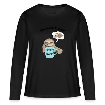 Paresseux fatigué - T-shirt manches longues Premium bio Femme - noir - Devant - Julia (174cm)