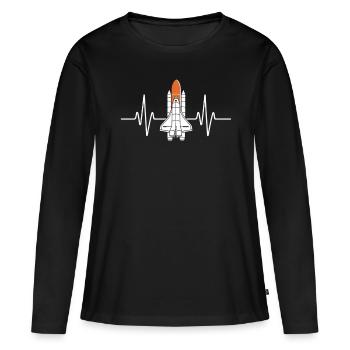Conception de la navette spatiale Heartbeat - T-shirt manches longues Premium bio Femme - noir - Devant - Julia (174cm)