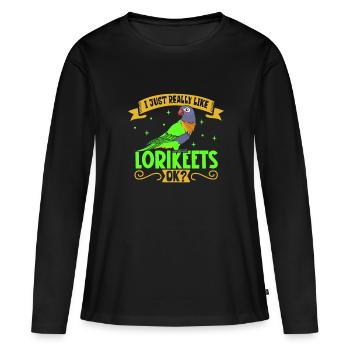 Ich liebe meinen Lori - Frauen Premium Bio Langarmshirt - Schwarz - Vorne - Julia (174cm)