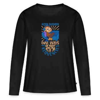 Hibou à la table de mixage - ingénieur du son - T-shirt manches longues Premium bio Femme - noir - Devant - Julia (174cm)