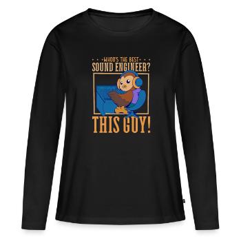 Hibou à la table de mixage - Ingénieur du son - T-shirt manches longues Premium bio Femme - noir - Devant - Julia (174cm)