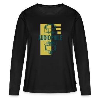 Audiophile - Tube à vide - T-shirt manches longues Premium bio Femme - noir - Devant - Julia (174cm)