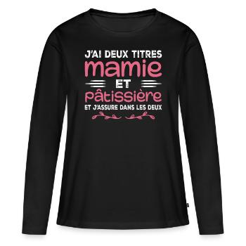 Granny and Pastry Chef | Grandma | Pastry - Women's Premium Organic Long Sleeve Shirt - black - Front - Julia (174cm)
