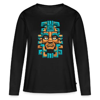 Dieu Maya Mythologie Maya Itzamna Masque Ancien - T-shirt manches longues Premium bio Femme - noir - Devant - Julia (174cm)