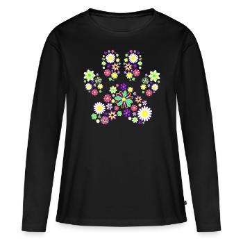 Blumen Pfote Pfote Hund Frau - Frauen Premium Bio Langarmshirt - Schwarz - Vorne - Julia (174cm)