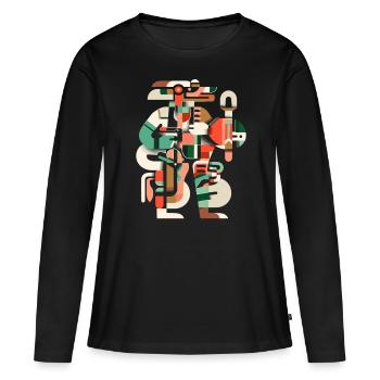 Dieu Maya Mythologie Maya Itzamna - T-shirt manches longues Premium bio Femme - noir - Devant - Julia (174cm)