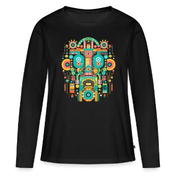 Dieu Maya Mythologie Maya Itzamna - T-shirt manches longues Premium bio Femme - noir - Devant - Julia (174cm)