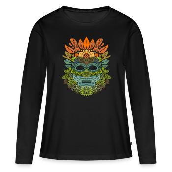 Dieu Maya Mythologie Maya Masque Itzamna - T-shirt manches longues Premium bio Femme - noir - Devant - Julia (174cm)