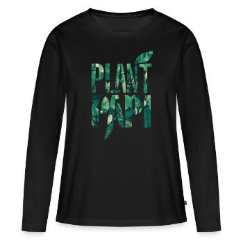 Plant Papi leaf motif for plant lovers - Women's Premium Organic Long Sleeve Shirt - black - Front - Julia (174cm)