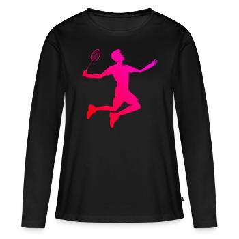 Joueur de squash Badminton Badminton - T-shirt manches longues Premium bio Femme - noir - Devant - Julia (174cm)