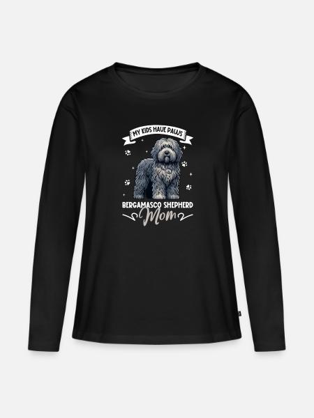 Bergamasker Hirtenhund Mama - Frauen Premium Bio Langarmshirt - Schwarz