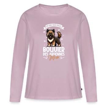 Bouvier des Ardennes Mama - T-shirt manches longues Premium bio Femme - rose poudré - Devant - Julia (174cm)