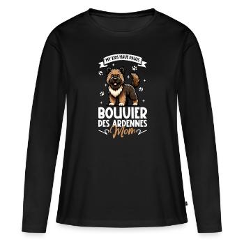 Bouvier des Ardennes Mama - T-shirt manches longues Premium bio Femme - noir - Devant - Julia (174cm)