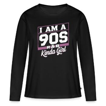 Je suis une fille R&B des années 90 - T-shirt manches longues Premium bio Femme - noir - Devant - Julia (174cm)
