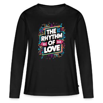Le rythme de l’amour R&B des années 90 - T-shirt manches longues Premium bio Femme - noir - Devant - Julia (174cm)