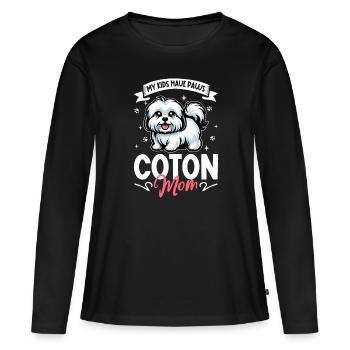 Coton de Tulear Mama - T-shirt manches longues Premium bio Femme - noir - Devant - Julia (174cm)