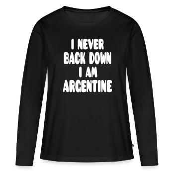 Je n’abandonne jamais, je suis argentin - T-shirt manches longues Premium bio Femme - noir - Devant - Julia (174cm)