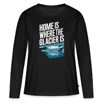 Heimat Ist Wo Der Gletscher Ist - Island Souvenir - Frauen Premium Bio Langarmshirt - Schwarz - Vorne - Julia (174cm)