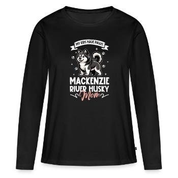 Maman husky du fleuve Mackenzie - T-shirt manches longues Premium bio Femme - noir - Devant - Julia (174cm)