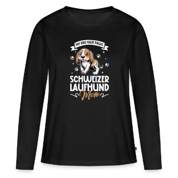 Maman Swiss Hound - T-shirt manches longues Premium bio Femme - noir - Devant - Julia (174cm)
