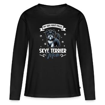 Skye Terrier Mama - Frauen Premium Bio Langarmshirt - Schwarz - Vorne - Julia (174cm)