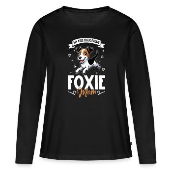 Maman fox-terrier à poil lisse - T-shirt manches longues Premium bio Femme - noir - Devant - Julia (174cm)