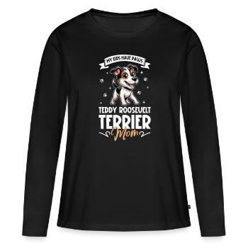 Teddy Roosevelt Terrier Maman - T-shirt manches longues Premium bio Femme - noir - Devant - Julia (174cm)