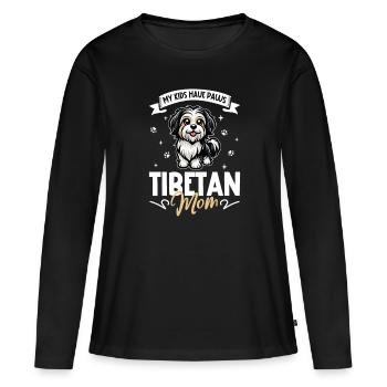 Maman terrier tibétain - T-shirt manches longues Premium bio Femme - noir - Devant - Julia (174cm)