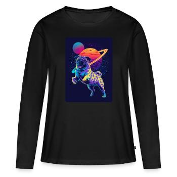Animal Art Planet Fantasy Artwork avec Carlin dans le - T-shirt manches longues Premium bio Femme - noir - Devant - Julia (174cm)